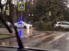 В Сочи на передвигающийся по дороге автомобиль рухнуло дерево