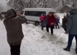 Туристы застряли в горах Абхазии из-за сильного снегопада
